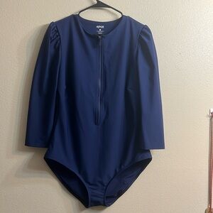 Stylest Swimsuit - Sz 1X - DreamSculpt Puff Sleeve Zip One Piece